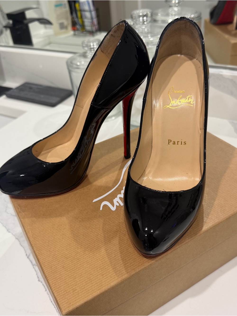 Christian Louboutin Argotik 120 Black Patent Leather Pumps